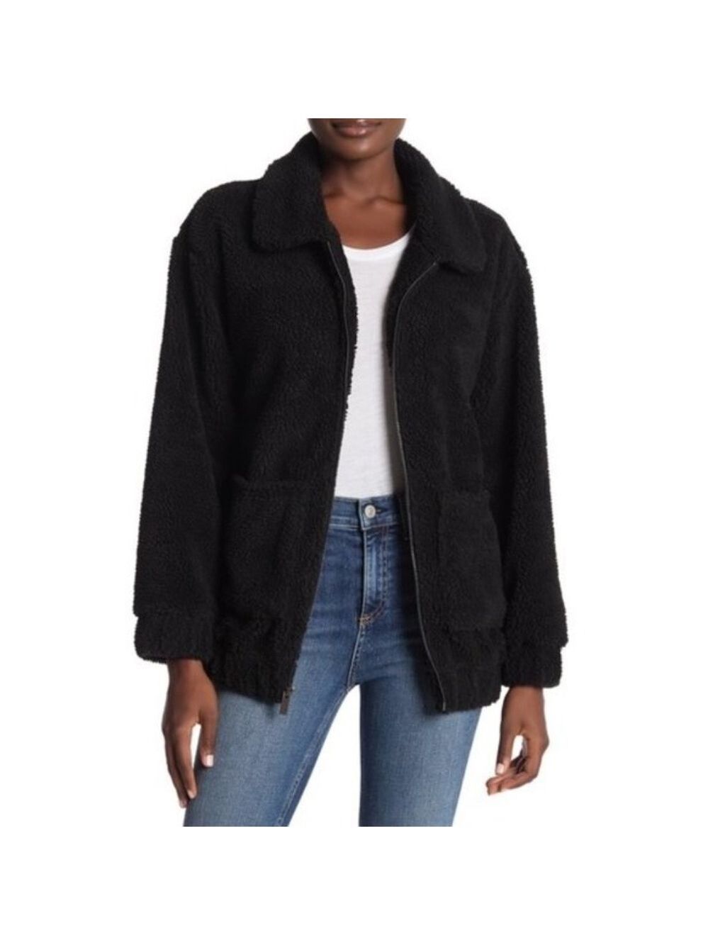 Andrew Marc Front Zip Faux Shearling Jacket